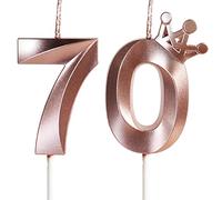 3D cumpleaños70 Con corona Velas,vela número 70,vela de cumpleaño para pasteles,vela de feliz cumpleaño,Velas oro rosa para Cumpleaños, Aniversario,Fiesta Temática decoraciones para tartas fiestas