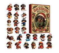 3D Dachshund Tabletop Decoration, Christmas Countdown Calendar | 24 Days Countdown to Christmas Calendar for Home Office Desk Bookshelf Tabletop Holiday