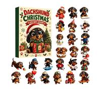 3D Dachshund Tabletop Decoration, Christmas Countdown Calendar | 24 Days Countdown to Christmas Calendar for Home Office Desk Bookshelf Tabletop Holiday