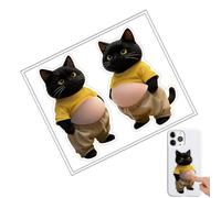 3D Decals - Humorous Cat Belly Adhesive Figures, 11.5x12cm Mobile Stickers for Cup Tablet, Paper Scrapbook Embellishments with Strong Adhesion, Creative Materials, Heart Labels for Skateboard