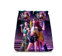 3D Demon Hunters Funda de Colchón Mikrofaser 90x200cm Anime Mädchen Set con 1 Funda de Almohada 80x80cm para Adultos y Niños (C2,135x200+80x80x1)