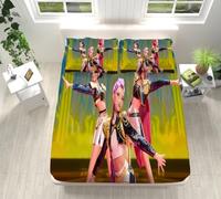 3D Demon Hunters Funda de Colchón Mikrofaser 90x200cm Anime Mädchen Set con 1 Funda de Almohada 80x80cm para Adultos y Niños (C4,200x200+75x50x2)