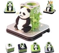 3D Desk Calendar 2026, Panda Pen Holder Tear-Off Paper Sculpture Desk Calendar, Creative DIY Carving Panda with LED Lights Memo Calendars for New Year Desktop Decoration