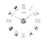 3D DIY Frameless Large Wall Clock Modern Roman Numerals 3D Mirror Sticker Home Office Decorations for Living Room Bedroom