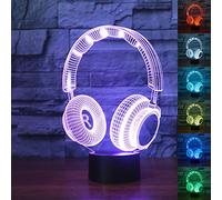 3D DJ Auriculares Illlusion Lámpara de Estudio Monitor de Auriculares de alta fidelidad de Música Auricular 3d Luz de Color de Noche dormitorio Lámpara de Mesa decoración para el hogar led