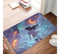 3D Dreamy Night Sky - Anti-Slip Floor Mat with Magical Girl and Moon Design, Perfect for Home Decor and Entryway Use-40x60cm