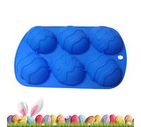 3D Easter Egg Mold Silicone Baking Tray Non Stick Chocolate Candy Casting Tool | 6 Cavity Flexible Shape Maker Ideal Cake DIY Jelly Gummy Dessert Craft Party Decoration, 22 x 13 x 2.5 cm