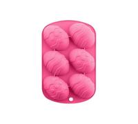 3D Easter Egg Mold Silicone Baking Tray Non Stick Chocolate Candy Casting Tool | 6 Cavity Flexible Shape Maker Ideal Cake DIY Jelly Gummy Dessert Craft Party Decoration, 22 x 13 x 2.5 cm