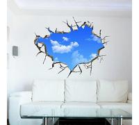 3d Effect Wall Sticker Blue Sky White Clouds Wall Sticker for Bedroom Living Room