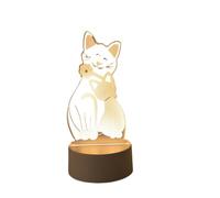 3D Embrace Cat Acrylic Visual Night Light LED Children's Night Light Bedroom Decoration Atmosphere LightSuitable For Bedroom
