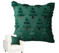 3D Embroidery Christmas Tree Cushion Covers - Holiday Pillowcase for Sofa and Bed | Decorative Throw Pillow Cover with Zipper for Living Room Chair Dorm Den Apartment Yoga Room Kid's Space