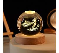 3D Engraved Crystal Ball Night Light, Warm Yellow,Laser Internal Carving Astronaut/Milky Way/Moon Sphere, Decorative Ornament & Gift for Space Enthusiasts,Ideal Gift & Home Decor Accent (Fairy)