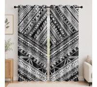 3d Estilo éTnico GeoméTrico TóTem Blackout Cortina Con ojales 91.5An x 214Al cm, Decorativa de privacidadCortinas Térmica Acustica Antiruido 2 Piezas Blanco Negro para niños Dormitorio Juegos Infantil