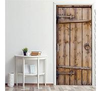 3D Etiqueta De Puerta Antigua Puerta De Madera En Mal Estado Adhesivo Pegatina Vinilos Decorativos Para Puerta Pared Cocina Sala De Baño Mural Removible Autoadhesivo Impermeable 95X215 Cm - Foto Del