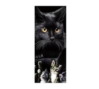 3D Familia De Gatos Vinilo para Puertas Autoadhesivo Impermeable Etiqueta de la Puerta Pegatina Mural Extraíble para Puertas Interiores para Cocina Sala de Baño Decorativos 90X200cm -MT2219