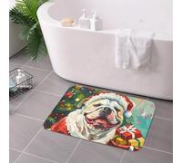 3D Festive Christmas Bulldog Non-Slip Mat, Perfect for Holiday Decor and Dog Lovers, Unique Design-40x60cm