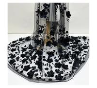 3D Flower Beads Lace Mesh Fabric Tulle For Dress Mosquito Net Patchwork Needlework DIY Material Home Textile Decor(Black,2yards long price)