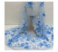 3D Flower Beads Lace Mesh Fabric Tulle For Dress Mosquito Net Patchwork Needlework DIY Material Home Textile Decor(Color3,1yard long price)