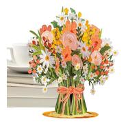 3D Flower Card, Paper Bouquet Greeting, Gift Tool with Classic Style, Card for Family Friends, Love Aid, Practical Support for Wife Husband Girlfriend Mother Father Celebration Birthday Wedding