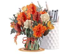 3D Flower Card, Paper Bouquet Greeting, Gift Tool with Classic Style, Card for Family Friends, Love Aid, Practical Support for Wife Husband Girlfriend Mother Father Celebration Birthday Wedding