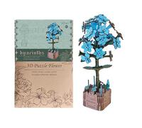 3D Flower Puzzle - 9.61 Inches Wooden Craft Kit | DIY Flower Building Set - Creative Jigsaw Toy For Kids Adults Home Decor Classroom Family Activity Fun Shelf Display Table Centerpiece Project