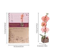 3D Flower Puzzle - Flower Building Set, Wooden Craft Kit, Model Display Toy, For Kids, Home Decor, Relaxation, Shelf Display, Table Centerpiece, DIY Construction Project & Educational Gift