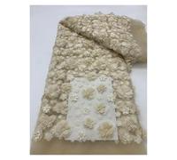 3D Flowers French Lace Fabric Net With Beads Fabrics For Wedding(Antique Brass)