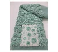 3D Flowers French Lace Fabric Net With Beads Fabrics For Wedding(Light Yellow)