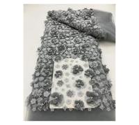 3D Flowers French Lace Fabric Net With Beads Fabrics For Wedding(Yellow)