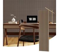 3D Fluted Acoustic Wood Slat Wall Panels - Soundproof Noise Reduction & Decorative Paneling for Modern Home, Office, Studio, Easy Installation, Wood Finish, Pack of 2