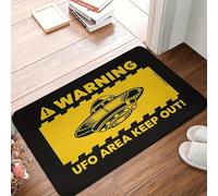 3D Flying Saucer Warning Theme Carpet Warning Colour Design Entrance Door Mat A Must-Have for Science Fiction Fans-50x80cm