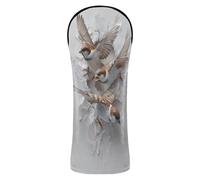 3D Flying Sparrow Golf Cover Set Headcovers with Interchangeable No. Tags for Driver Fairway Wood Hybrid