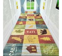 3D Forest Cabin Pine Cone Maple Leaf Log Bear Deer Runner Rug Non-Slip Washable for Hallway Entrance Office Living Room Bedroom Kitchen