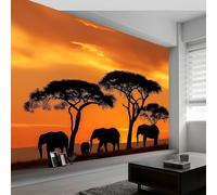 3D Fotomurales Animales de África 400x280 cm Decorativos Papel Pintado Panorámico Mural Vida Silvestre de África Tejido No Tejido Decoración de Pared Murales Moderna de Diseno w.1924
