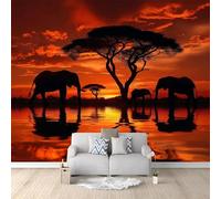 3D Fotomurales Animales de África 450x315 cm Decorativos Papel Pintado Panorámico Mural Vida Silvestre de África Tejido No Tejido Decoración de Pared Murales Moderna de Diseno w.4296