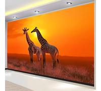 3D Fotomurales Animales Jirafa 200x140 cm Decorativos Papel Pintado Panorámico Mural Vida Silvestre de África Tejido No Tejido Decoración de Pared Murales Moderna de Diseno w.3777