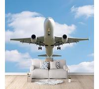3D Fotomurales Avión 350x256 cm XXL Decorativos Papel Pintado Panorámico Mural Avión de Pasajeros Tejido No Tejido Decoración de Pared Murales Moderna de Diseno w.375