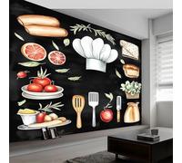 3D Fotomurales Cocina 200x140 cm Decorativos Papel Pintado Panorámico Mural Comida de Cocina Tejido No Tejido Decoración de Pared Murales Moderna de Diseno w.2136
