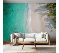 3D Fotomurales Playa Hawai 450x315 cm Decorativos Papel Pintado Panorámico Mural Vista al Mar Tejido No Tejido Decoración de Pared Murales Moderna de Diseno w.4746