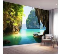 3D Fotomurales Roca de Montaña 350x256 cm XXL Decorativos Papel Pintado Panorámico Mural Cueva Marina Tejido No Tejido Decoración de Pared Murales Moderna de Diseno w.1167