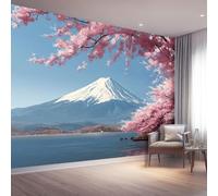 3D Fotomurales Sakura Japonés 450x315 cm Decorativos Papel Pintado Panorámico Mural Montaña Nevada Tejido No Tejido Decoración de Pared Murales Moderna de Diseno w.3602