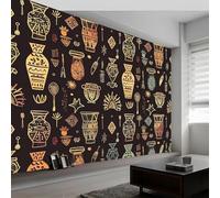 3D Fotomurales Tribu Africana 350x256 cm XXL Decorativos Papel Pintado Panorámico Mural Tema de África Tejido No Tejido Decoración de Pared Murales Moderna de Diseno w.2121