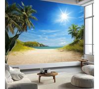 3D Fotomurales Vista al Mar 300x210 cm Decorativos Papel Pintado Panorámico Mural Playa Hawai Tejido No Tejido Decoración de Pared Murales Moderna de Diseno w.4517