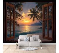 3D Fotomurales Vista al Mar 350x256 cm XXL Decorativos Papel Pintado Panorámico Mural Playa al Atardecer Tejido No Tejido Decoración de Pared Murales Moderna de Diseno w.4041
