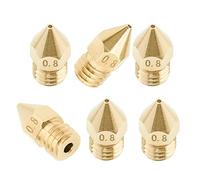 3D FREUNDE M6, 6x 0.8mm Nozzle compatible con MK8 Makerbot RepRap Anet A8/A6 Flashforge CtC Extruder Hotend Boquilla de latón para filamento de 1.75 mm impresora 3D