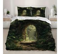 3D Funda nórdica 240x220 cm Secretos del Bosque Funda nórdica con Cremallera, 3 Piezas Verde Ropa de Cama de Microfibra Cama 150cm Ultra Suave para niños Adolescentes y Adulto