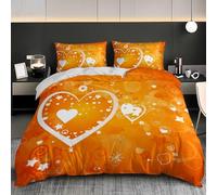 3D Funda nórdica 260x240 cm Tema De CorazóN RomáNtico Funda nórdica con Cremallera, 3 Piezas Color Naranja Ropa de Cama de Microfibra Cama 180cm Ultra Suave para niños Adolescentes y Adulto