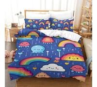 3D Funda Nórdica Arcoíris Juego De Ropa De Cama Y Funda De Almohada,Microfibra Funda De Edredón con Cremallera Oculta para Niños Y Niñas,3 Piezas Single（140x200cm）