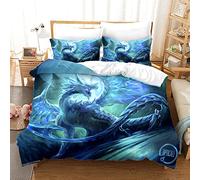 3D Funda Nordica Cama 90/105/135/150 Juegos de Ropa de Cama Tema del Dragón Volador Poliéster 3D Dinosaurio Mítico Juego de Edredón para el Dormitorio con Cremallera Oculta (Dragón5, 135x200cm)