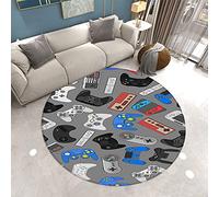 3D Gamer Dormitorio Alfombra Redonda Joystick Moderno Alfombra de Sala de Estar Antideslizante Graffiti Dibujos Animados Consola de Juegos Decoración Franela Area Rugs (Vistoso 4,120cm)